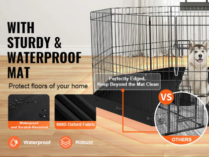 Dog Playpen, 8 Panels Foldable Metal Dog Exercise Pen with Bottom Pad, 61 cm H Pet Fence Puppy Crate Kennel with Ground Stakes, Indoor Outdoor Dog Pen for Small Medium Pets, for Camping, Yard