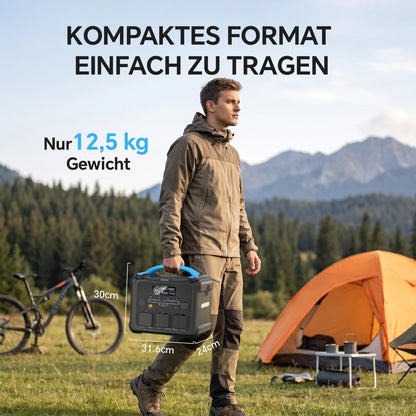Portable Necespow S1210/S2000 2000W Power Station 3000W Peak, 1102.5Wh LiMnFePO₄ Battery MPPT Solar Generator, for Home Backup Outdoor Camping Mobile Power