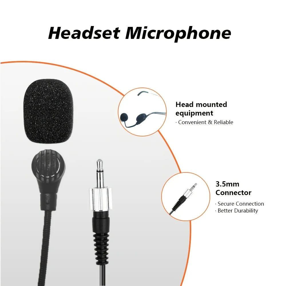 LMBGM-D44 Wireless Microphone System 4 Channel Lavalier/Headset Mic UHF Fixed Dual Band Wireless Set for Church Wedding Party