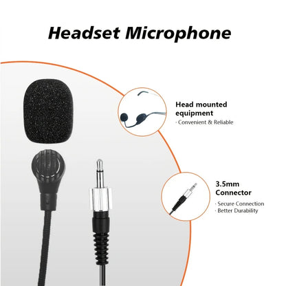 LMBGM-D44 Wireless Microphone System 4 Channel Lavalier/Headset Mic UHF Fixed Dual Band Wireless Set for Church Wedding Party
