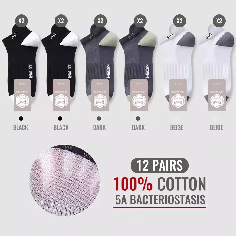 MiiOW Herr Ankelstrumpor 100% Bomull – 6- eller 12-pack, Deodorant, Antibakteriell, Hälskydd