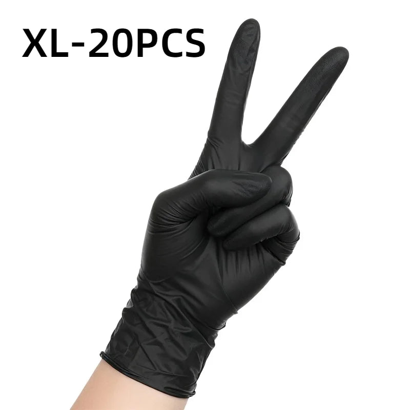 20/60/100PCS Black Disposable Nitrile Gloves Powder Free Waterproof Gloves for Tattoo Supplies Beauty Salon Cleaning Tool