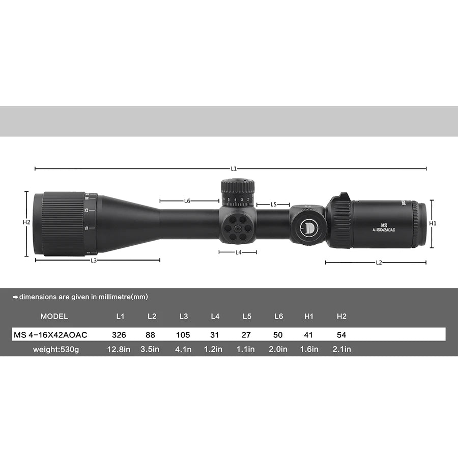 DISCOVERYOPT MS 4–16×42AOAC kikarsikte – belyst SFP och 42 mm objektiv