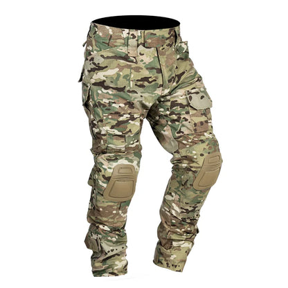 Multicam Tactical Pants +Pads Men Combat Trousers Work Camo Hunting Clothes Multi-pocket Breathable Wear-resisting Cargo Pants