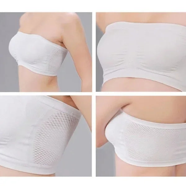 Mesh Breathable Tube Top Seamless Underwear Strapless Stretch Breathable Solid Pattern Hollow Back Bras Casual Summer Intimates