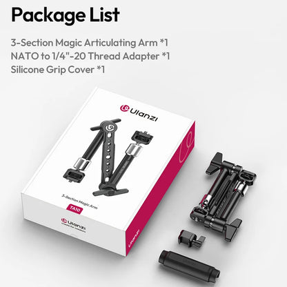 Ulanzi TA10 43cm Magic Articulating Arm with 1/4" 3/8" Screw Hole Mount NATO 3 Section for DSLR Monitor Light Camera Accessories