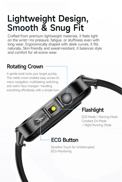 Nursing Grade New ECG+PPG Healthy Diagnose Smart Watch Men Body Analysis Blood Pressure Lipid Uric Acid NFC Health Tracker Watc