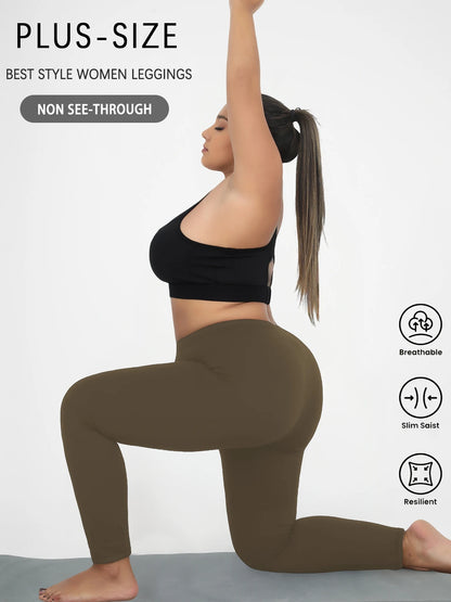 Plus Size Super Soft Sport Leggings For Women No See Through Workout Running Yoga Athletic Running Leggings