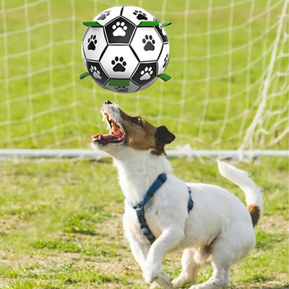 Dog Interactive Pull Football Toys with Grab Tabs Outdoor Training Balls Dog Sport Bite Chew Teething Ball Pet Supplies