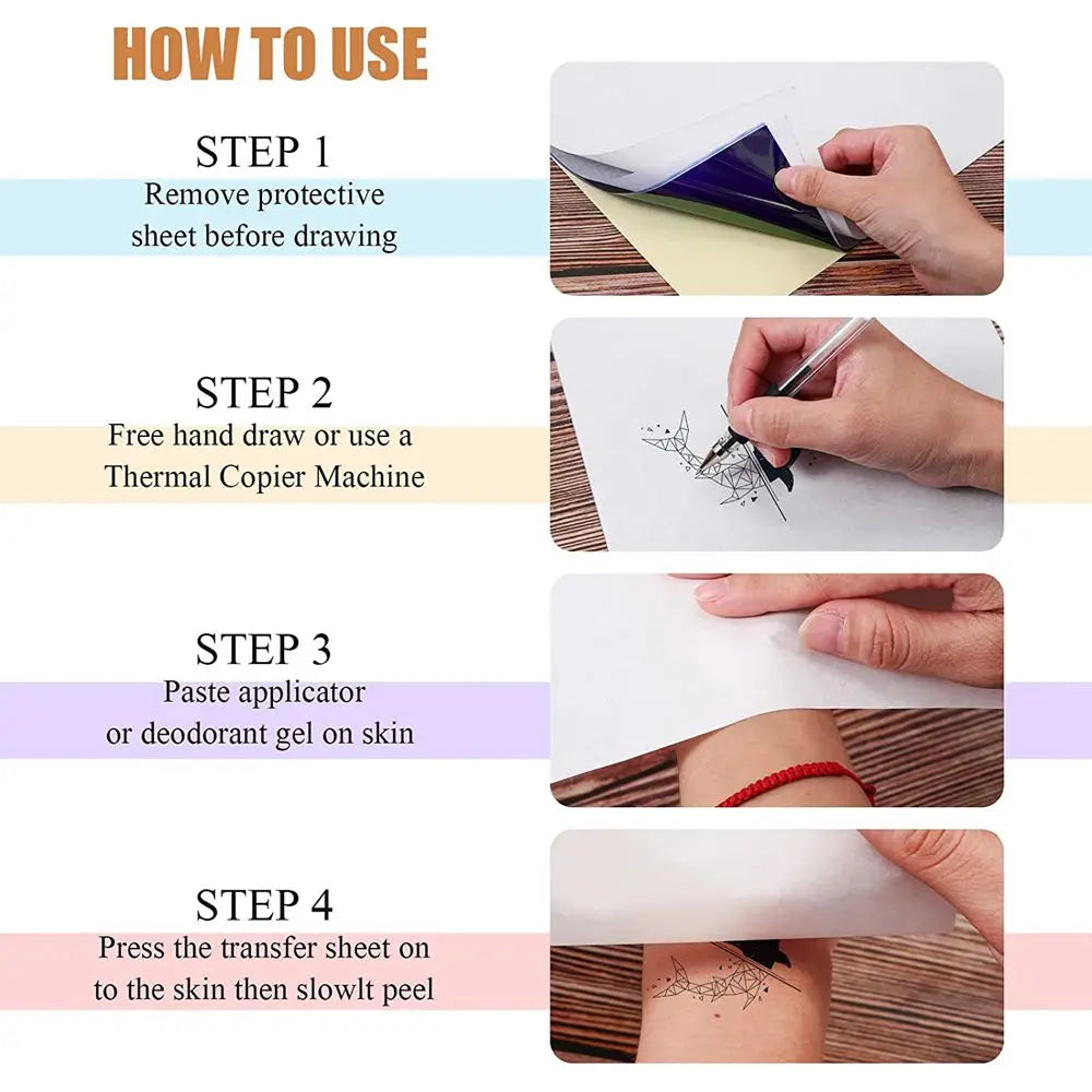 Tattoo Practice Skin and Tattoo Transfer Paper Kit Double Sided Fake Skin with Stencil Paper Set Permanent Makeup Tattoo Supply