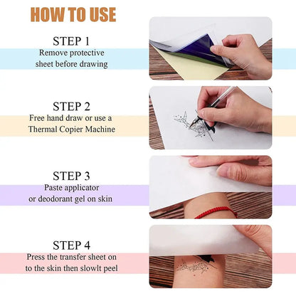 Tattoo Practice Skin and Tattoo Transfer Paper Kit Double Sided Fake Skin with Stencil Paper Set Permanent Makeup Tattoo Supply