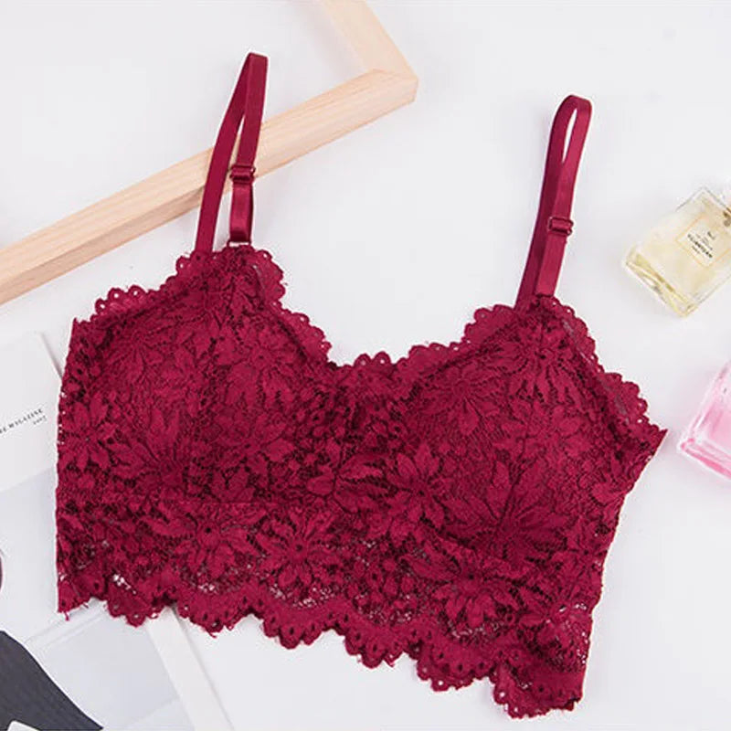 Women's Sling Bra Summer Thin Lace Beautiful Back Bra Small Chest Gather Up Support Bra Without Rods Fashion Vacation Underwear