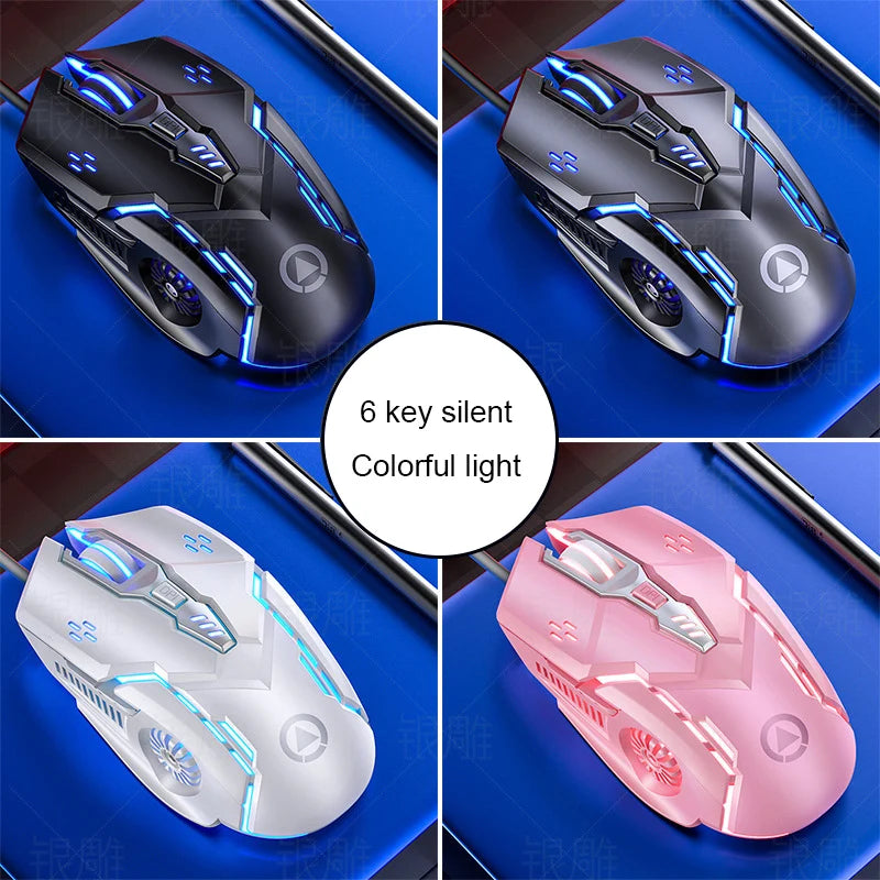 G5 Wired Gaming Mouse Colorful Backlight 6 Button Silent Mouse 4-Speed 3200 DPI RGB Gaming Mouse  For Computer Laptop Mice