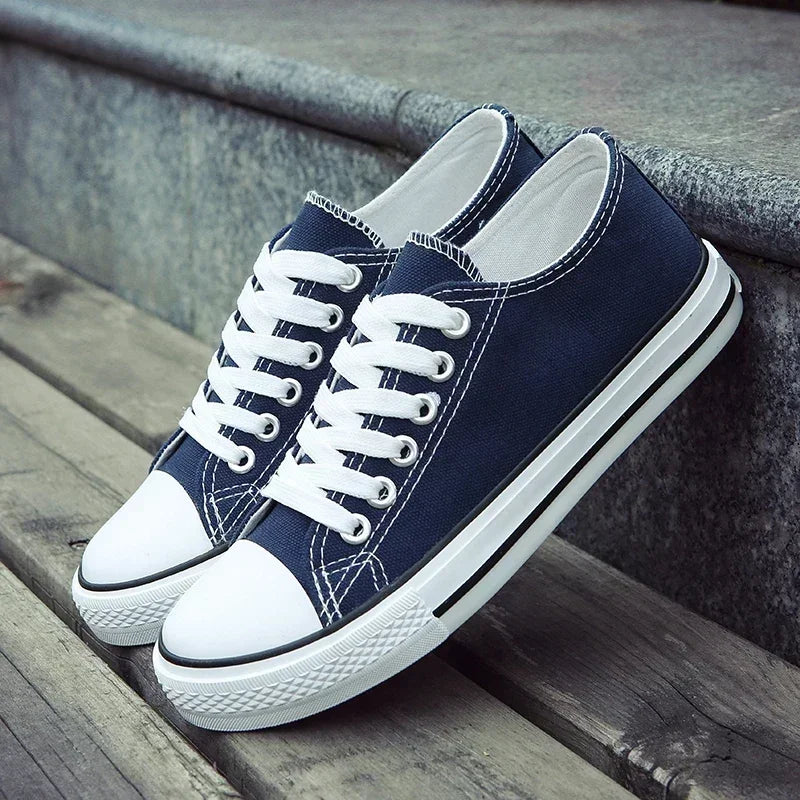 Herr canvas sneakers med snörning – Andningsbara, låg profil, sommar & fritid, storlek 36–44, 4 färger