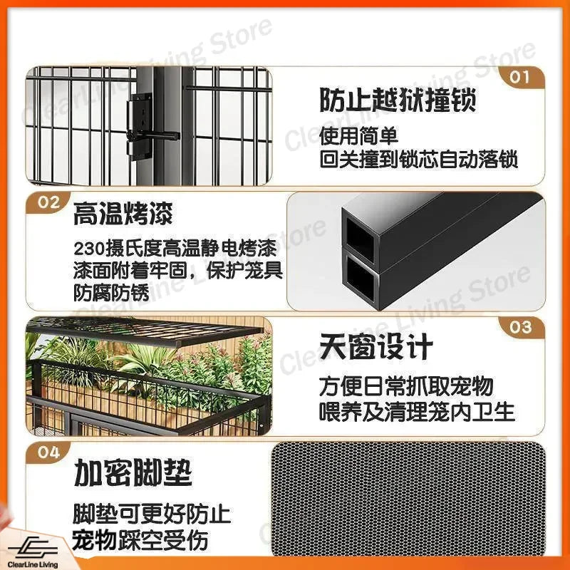 Large Heavy Duty Dog Crate for Large Medium Dogs Indoor Outdoor Portable Foldable Metal Wire Kennel with Tray for Labrador