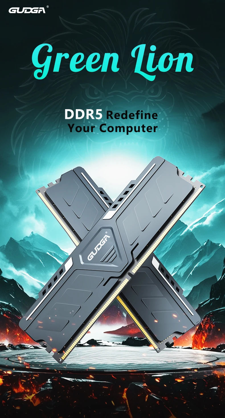 GUDGA DDR5 Desktop Memory RAM 8GB 16GB 32GB 4800MHz 5600MHz 6400MHz DIMM with Aluminum Heatsink for Desktop Computer PC