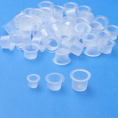 100Pcs Tattoo Ink Caps Disposable Plastic Cups Body Art Tattoo Pigment Cups Container Holder Stand Makeup Tattoo Supplies L/M/S
