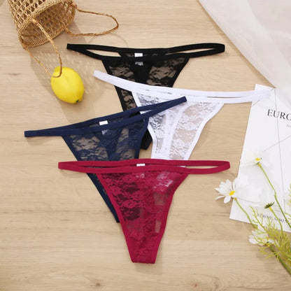 5-pack spetsstring – damunderkläder med blommigt mönster