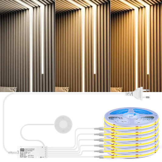 Smart Dimbar COB LED-list med Touchsensor – Varmvit/Neutralvit, 1–5m, Klippbar, Handsvep, EU/US-kontakt