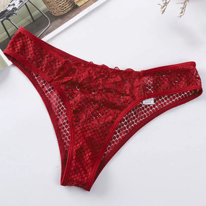 TERMEZY Women Sexy Lace Panties Low Waist Transparent Underwear Female G-String Solid Color Thong Soft Temptation Lingerie