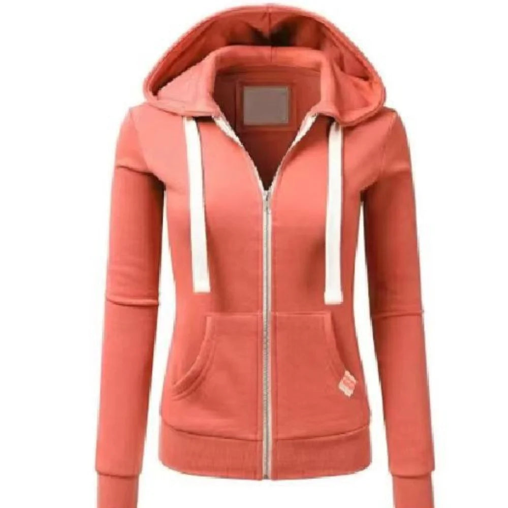 Autumn and Winter Hooded Sweatshirt for Women's Casual Streetwear, Zipper Sports Shirt, Long Sleeved Jacket, Hoodie Top, Hooded