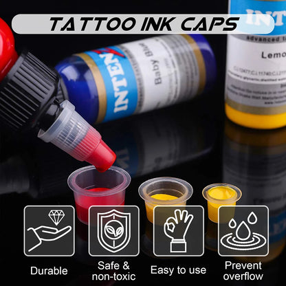 1000/100pcs Disposable Tattoo Ink Cups S/M/L Plastic Clear Holder Container Cap for Tattoo Pigment Permanent Makeup Accessories