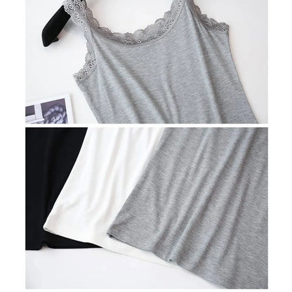 Ärmlöst linne dam med U-ringning – svart eller vitt, L–3XL