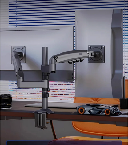 NB New H180 Full Motion 17'-27' Double Monitor Holder Gas Spring Arm LCD Mount Ergonomic Dual Arm Clamp Bracket 2-9kgs Each
