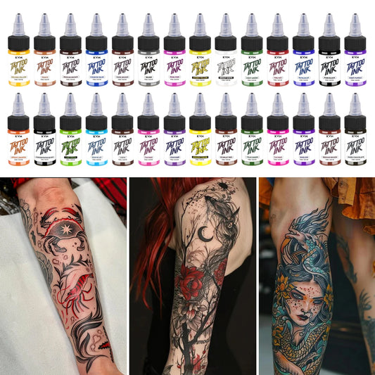 KVM Tatueringsbläck 28-färgersset – CPNP Oljebaserat Växtbaserat Mikropigment Metallfrih Body Art PMU 0,5oz 2026