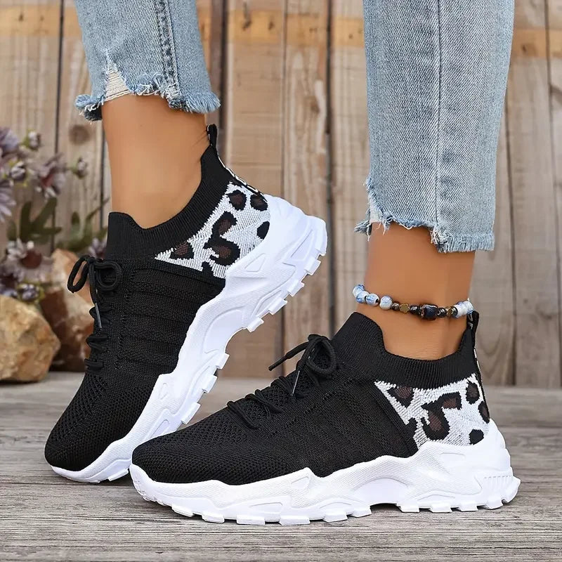 Dam sneakers med leopardmönster – Lätta, andningsbara, canvas, slip-on, storlek 36–43, 11 färger