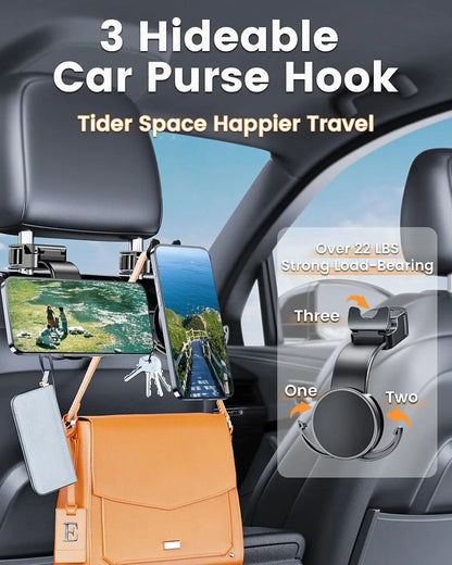 Magsafe Phone Holder for Backseat, Hideable Storage Key Bag & Bendable Strong Magnetic Seat Phone Holder