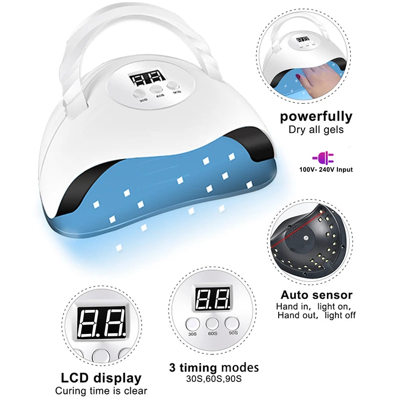 Poly Gel Extension Tool Set Professional Gel Nail Polish Kit With UV LED Nail Lamp Dryer And Electric Nail Drill Machine