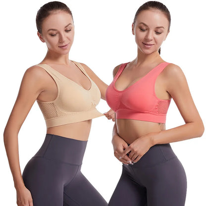 3PCS/lot Hollow out Breathable Sports Bra With Pad Plus Size Seamless Vest For Women Active Wirefree Brassiere Push Up Bra S-6XL