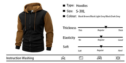 Herr Oversized Hoodie med Dragkedja – Casual Sweatshirtjacka, 3 Färger