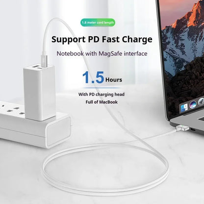 Magnetic Safe Charging Cable for MacBook, USB-C to MagSafe 1/2 Braided Cable Compatible with MacBook Air Pro 45W 60W 85W Adapter