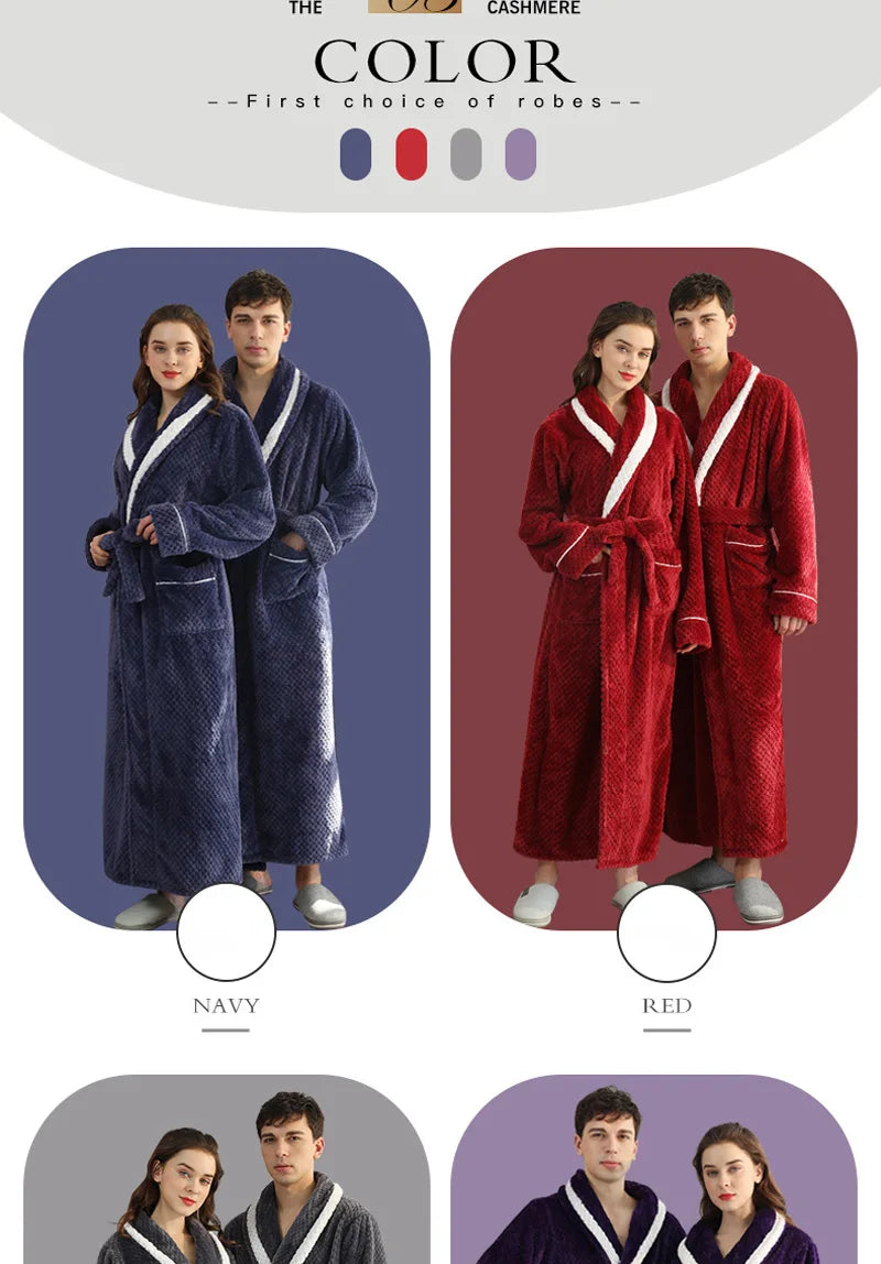 Female Autumn and Winter Warm Long Coral Velvet Thick Couple Bath Bathrobes Men Women Pajamas Shower Robe Bath Towels For Adults