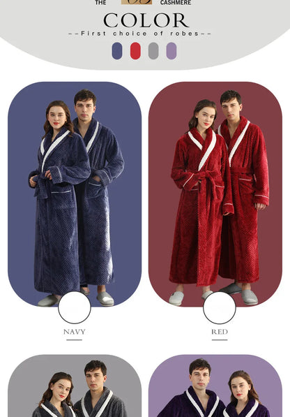 Female Autumn and Winter Warm Long Coral Velvet Thick Couple Bath Bathrobes Men Women Pajamas Shower Robe Bath Towels For Adults