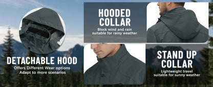 TACVASEN Spring Autumn Lightweight Jackets Mens Mesh Lined Waterproof Rain Jacket Outdoor Fishing Hiking Jacket Male Windbreaker