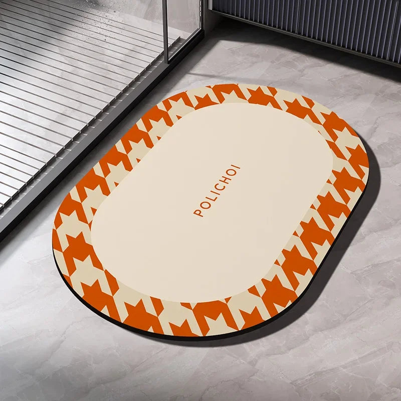 VIKAMA Premium Diatomaceous Earth Bathroom Mat - Absorbent Quick-Dry Anti-Slip Foot Rug for Shower Area Home Decor