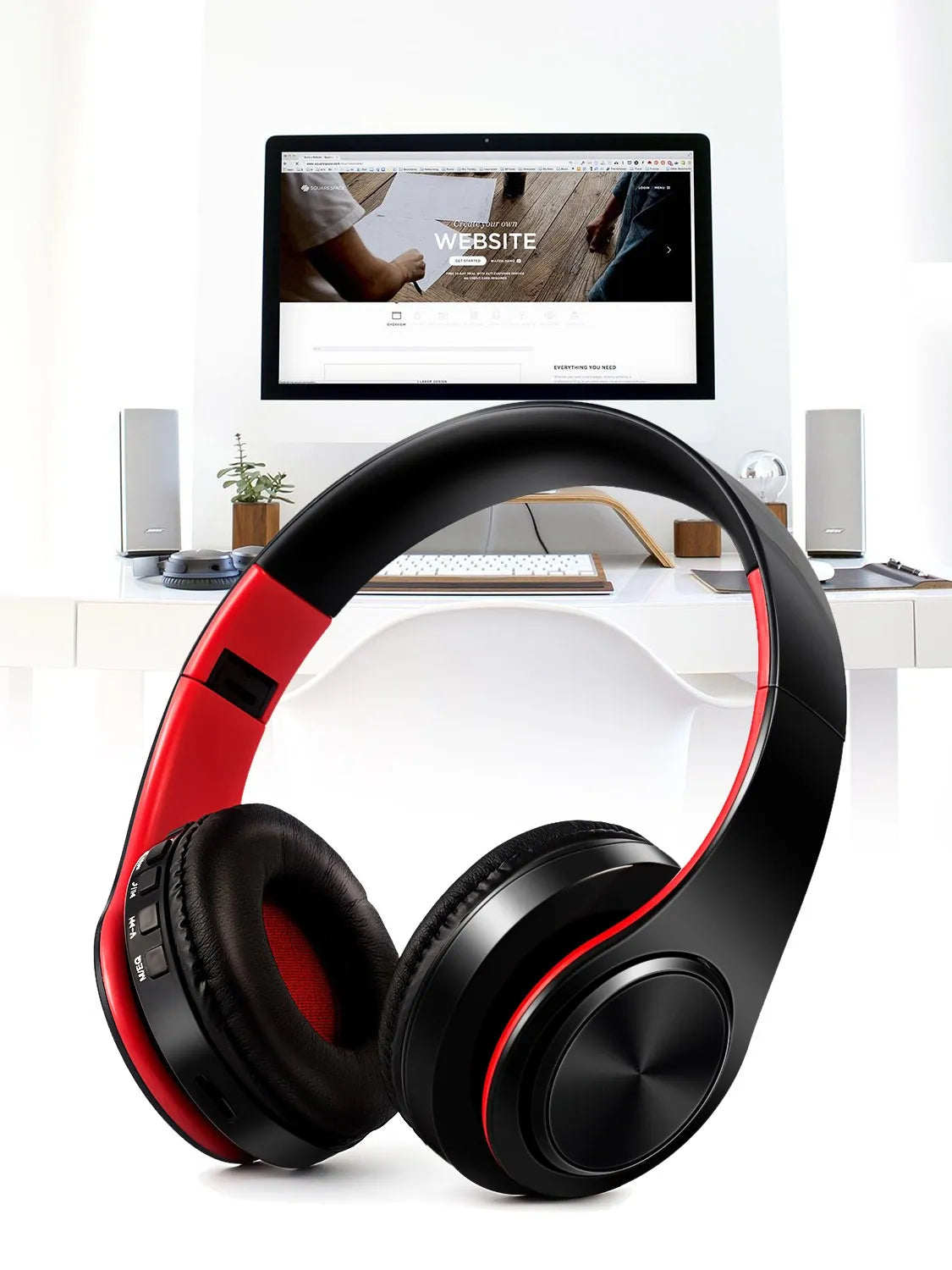 CATASSU Bluetooth 5.3 Headset Over-Ear – MP3 FM-radio 20h 400mAh Minnesskum Hopfällbar CE/FCC/RoHS Smartphone TV PC Surfplatta