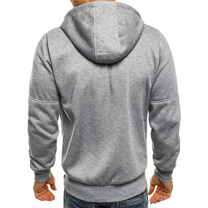 Herr Zip-up Hoodie med Fickor & Eget Tryck – Tunn, Japan-stil | M–4XL