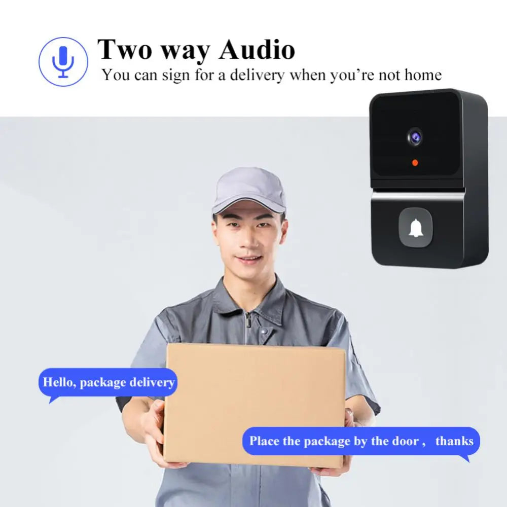 Trådlös WiFi Dörrklocka med HD-kamera – Nattseende, Röstförvrängning, 365 Dagars Batteri, Molnlagring