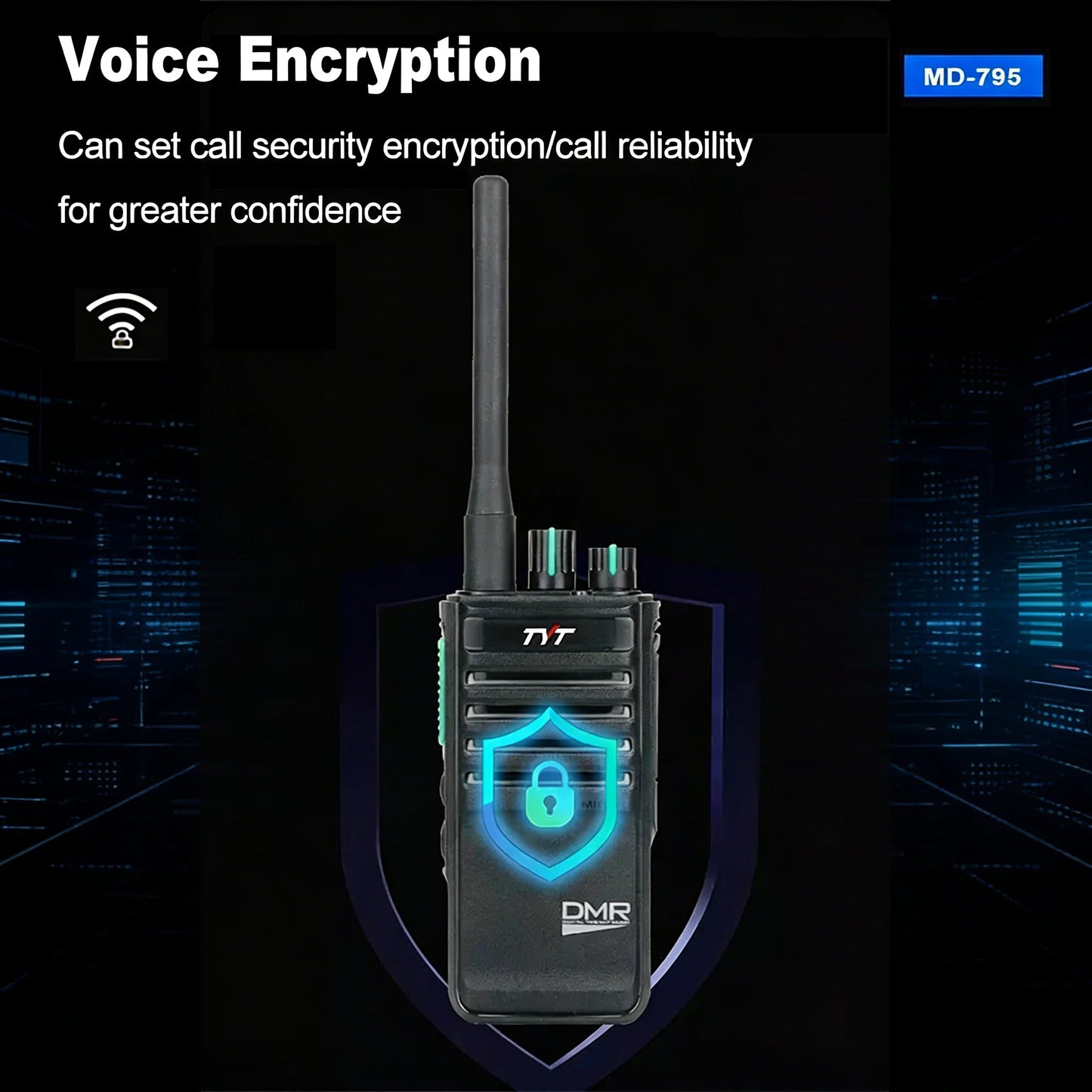 TYT MD-795 DMR Digital Walkie Talkie UHF 400-470MHz 4W/1W 64 Channels Voice Encryption Two Way Radio Long Range