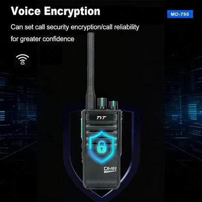 TYT MD-795 DMR Digital Walkie Talkie UHF 400-470MHz 4W/1W 64 Channels Voice Encryption Two Way Radio Long Range