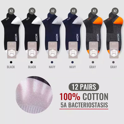 MiiOW Herr Ankelstrumpor 100% Bomull – 6- eller 12-pack, Deodorant, Antibakteriell, Hälskydd