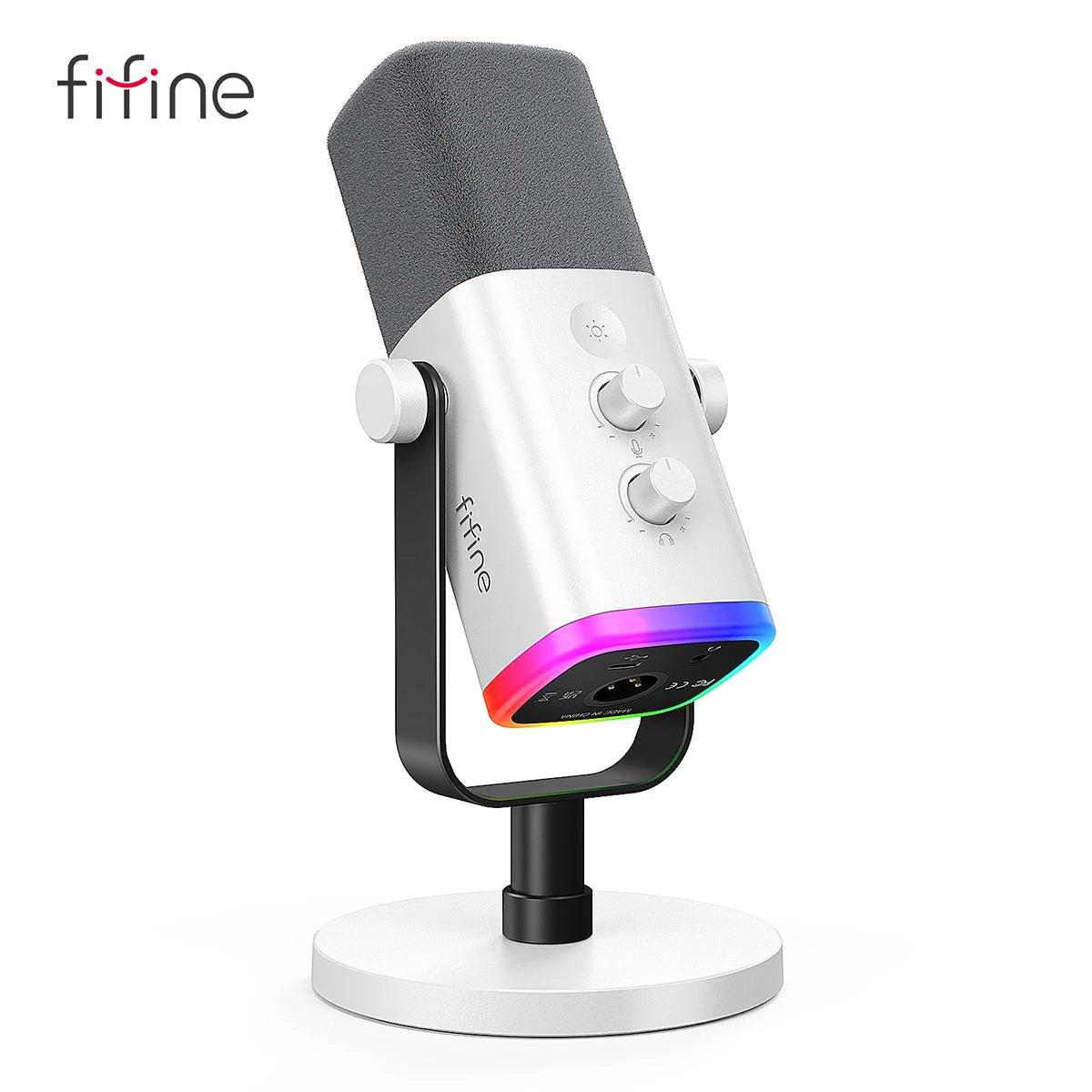 FIFINE USB/XLR dynamisk mikrofon med RGB, hörlursuttag och mute