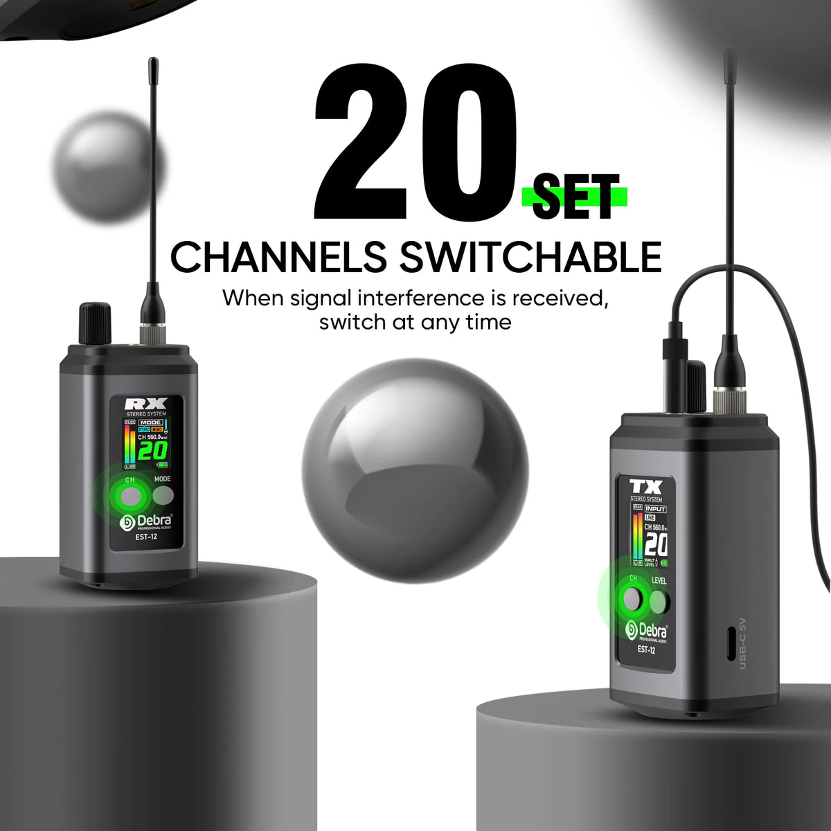 Debra EST-12 trådlöst in-ear-monitoreringssystem