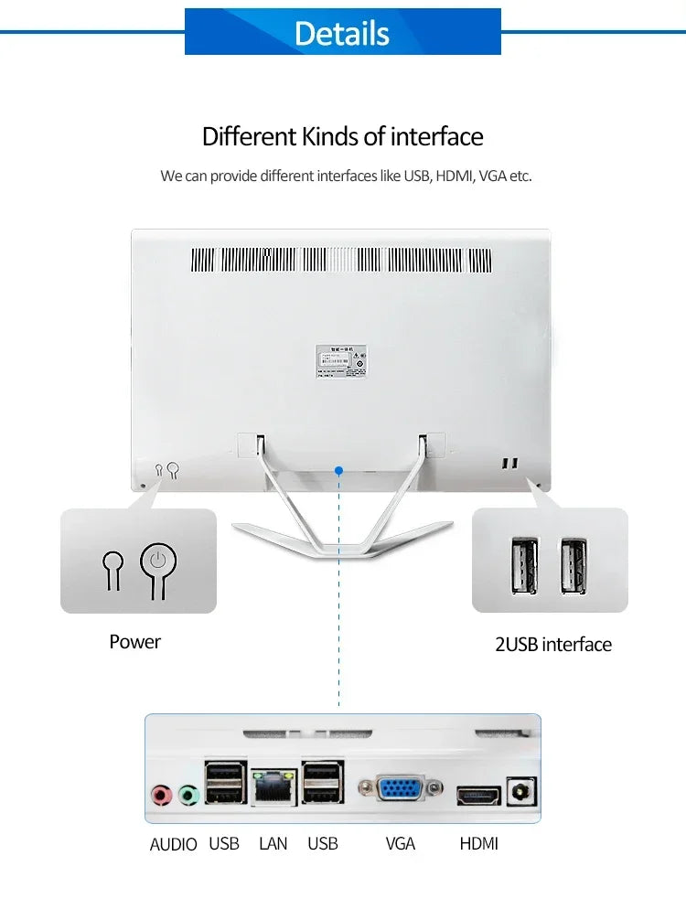 Design All In One Desktop Computer PC AIO Touch PC Core I3 I5 I7 Processor Gamer Computer Desktop All-In-One PC UPS Battery PC