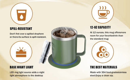 Self Heating Coffee Mug USB Powered Heated Cup with Temperature Control 131℉ Electric Coffee Mug Warmer for Desk Heated Mug