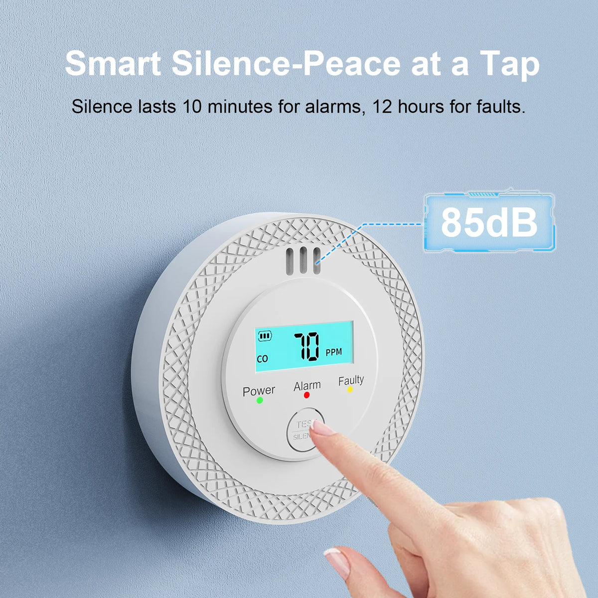 PGST kolmonoxidlarm med LCD-display och batteridrift, 2–8-pack